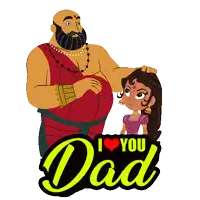 a cartoon of a man and a girl with the words " i love you dad " above them