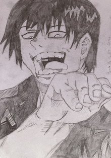 a black and white drawing of a vampire with the date 6/05/09 on the bottom left