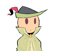 a cartoon drawing of a man wearing a green hat and red gloves