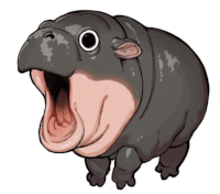 a cartoon of a hippopotamus with its mouth open