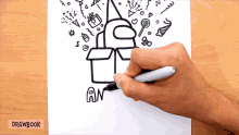 a person is drawing among us with a marker