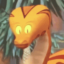 a cartoon snake with a long neck and yellow eyes