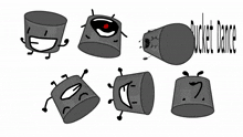 a set of buckets with faces and the words bucket dance below them