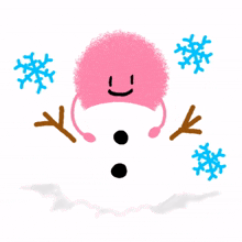 pink dust snowing cold snow man