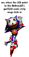 a cartoon of sonic the hedgehog says me when the led paint in the mcdonald 's garfield comic strip