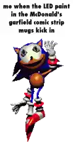 a cartoon of sonic the hedgehog says me when the led paint in the mcdonald 's garfield comic strip
