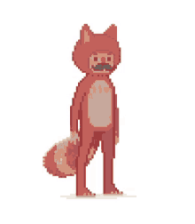 a pixel art illustration of a man in a monkey costume with a mustache holding a sword .