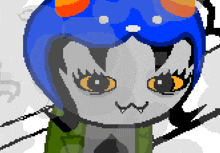 a pixel art of a cat with a blue helmet