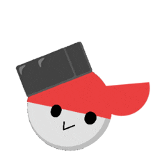 a cartoon character with a red hat and a black hat on