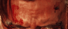 a close up of a person 's face with a lot of blood on it