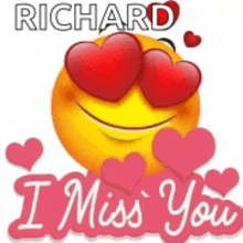 a sticker that says richard i miss you with a smiley face