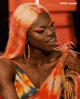 a close up of a woman 's face with t4yce tumblr in the upper left corner