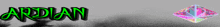 a gray background with the word ardian and a pink diamond