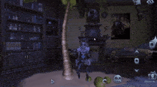 a screenshot of a video game shows a skeleton in a room