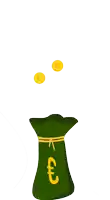 a green bag with a euro sign on it