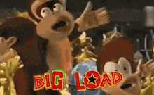 a bunch of cartoon characters are standing in front of the words big load
