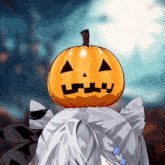 a drawing of a girl with a pumpkin head
