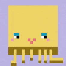 a pixel art drawing of a chicken with flames coming out of it