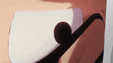 a close up of a person 's eye with a black stripe on it
