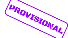 a purple provisional stamp with a white background