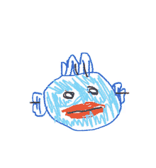 a child 's drawing of a monster with a red mouth