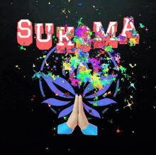 the word sukma is on a black background with a marijuana leaf