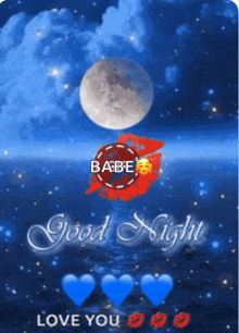 a picture of a full moon with the words good night love you