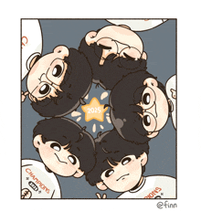 a drawing of a group of people with the year 2025 on a star in the middle