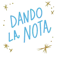 a blue sign that says " dando la nota " with gold stars around it