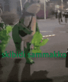 a picture of a frog with the words skibidi sammakko on the bottom