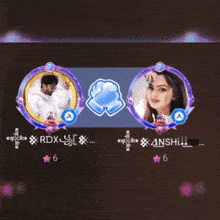 a man and a woman are standing next to each other and their names are rdx and anshi