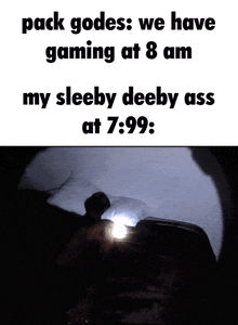 a picture of a person laying on a bed with a light coming out of the pillow