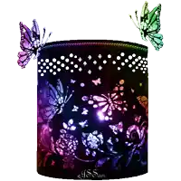 a picture of a lantern with butterflies and the name j.s. san on the bottom