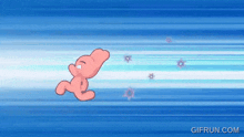 a cartoon character is running on a blue background and the website gifrun.com is visible in the corner