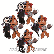 a circle of cartoon characters with rodgoob forever written in the center