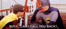 Batman Busy GIF - Batman Busy Can I Call You Back GIFs