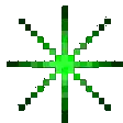 a pixel art drawing of a star with a yellow center and black lines