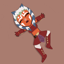 a cartoon of ahsoka tano laying on the ground with her eyes closed