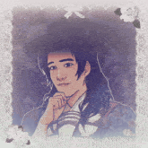 a drawing of a man with a bow on his head