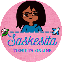 a logo for saskesita tiendita online with a cartoon girl