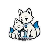 a sticker of two foxes that says support on it