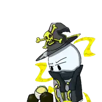 a cartoon character wearing a skull and crossbones hat