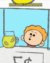 a cartoon drawing of a lemonade stand with the one thing written above it