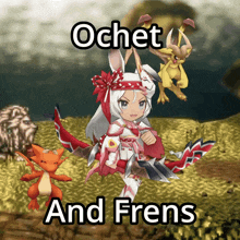 a video game character with ochet and frens written above her