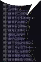 a black screen with a lot of text that says ' transparency '