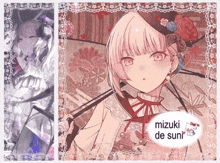 a picture of a girl with the name mizuki de sun on the bottom