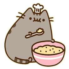 pusheen eating food cat