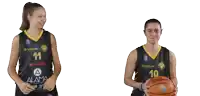 two female basketball players are wearing givova jerseys