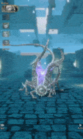 a screenshot of a video game shows a monster with a purple eye