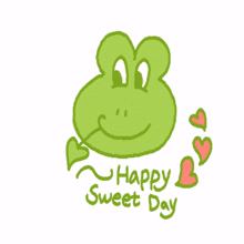 animals happy green frog heart